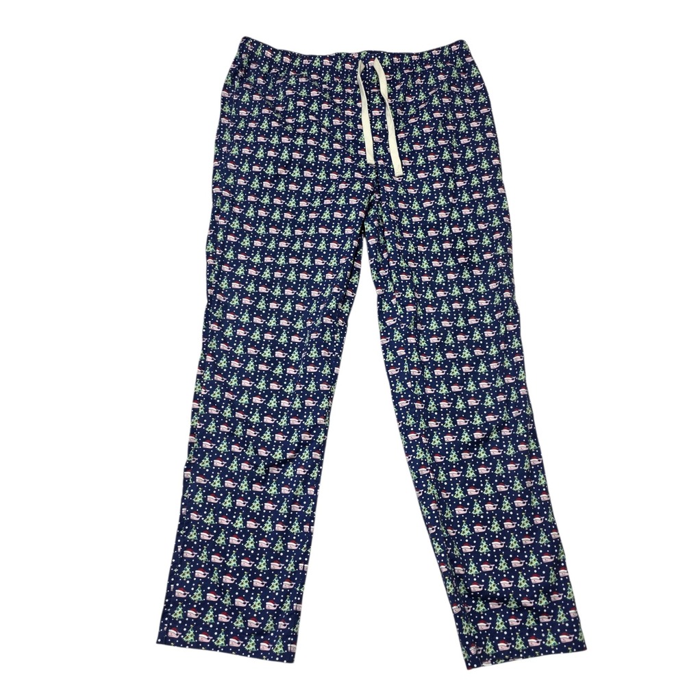 Vineyard Vines Pajama Pants Mens‎ M Navy Blue Whale Christmas Tree Sleep Lounge